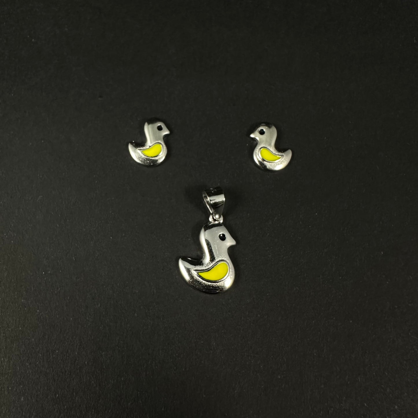 Little Bird Charm Silver Pendant Set for Women