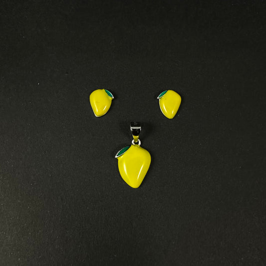 Sunshine Mango Charm Silver Pendant Set for Women