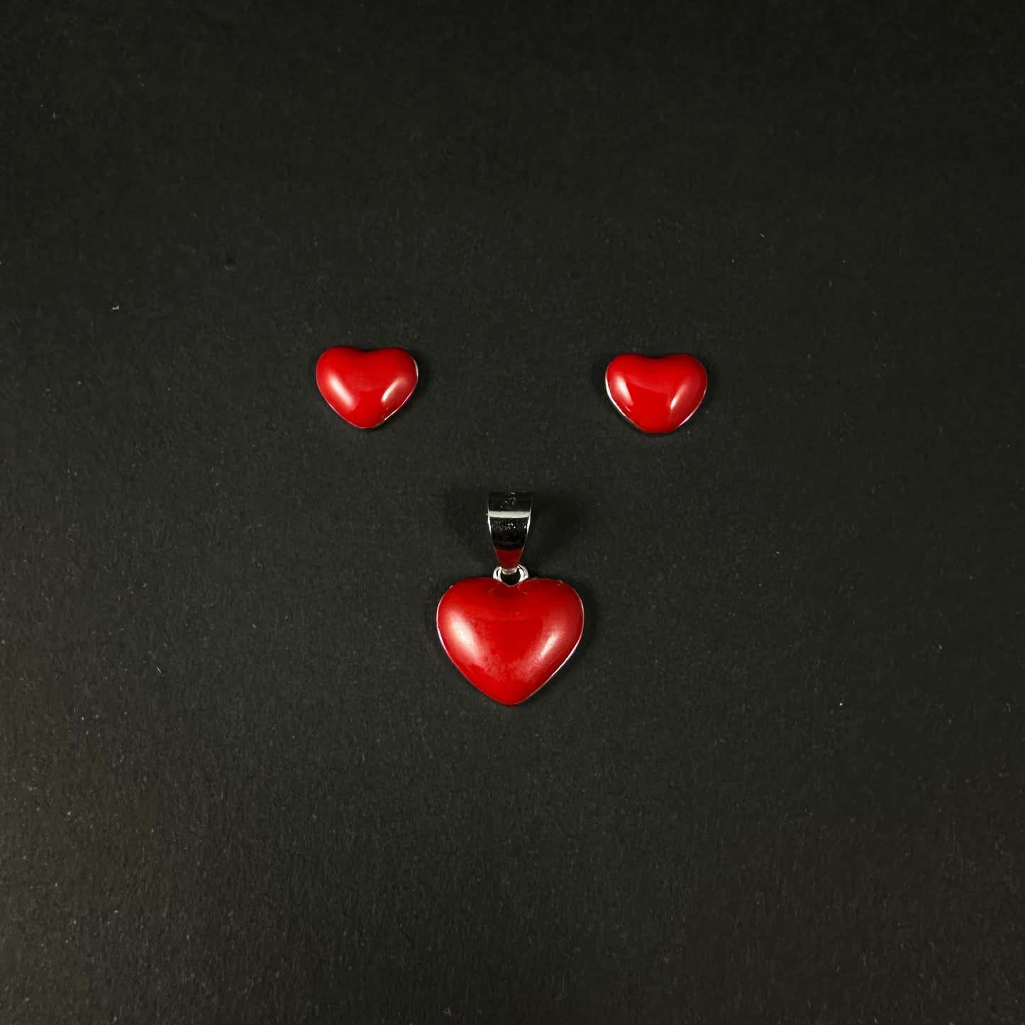 Ruby Heart Glow Silver Pendant Set for Women
