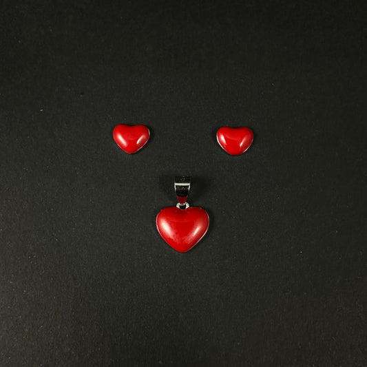 Ruby Heart Glow Silver Pendant Set for Women