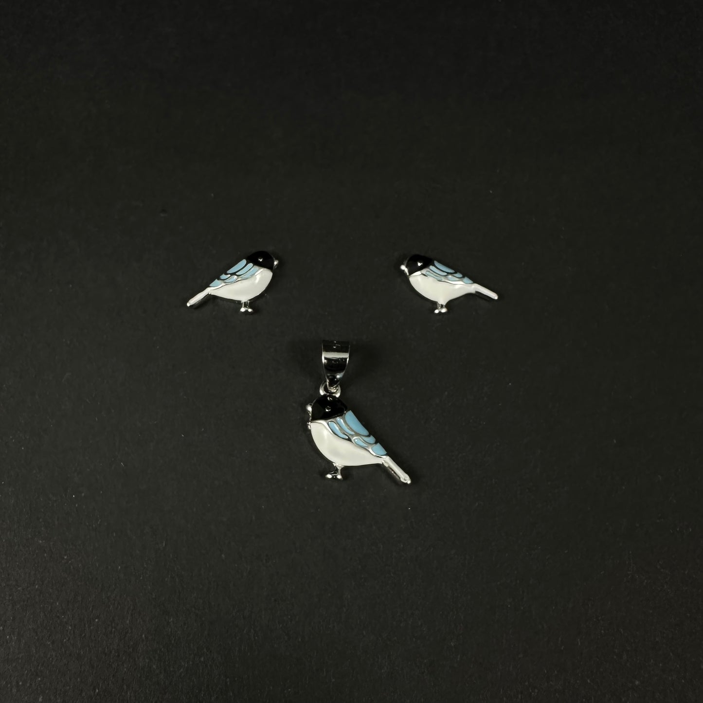 Sky Bird Charm Silver Pendant Set for Women