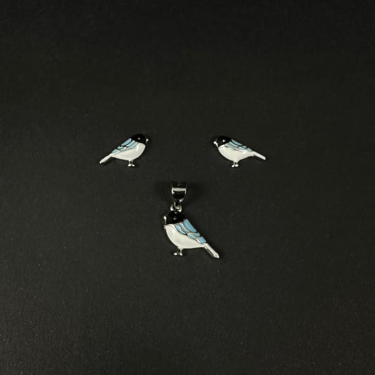 Sky Bird Charm Silver Pendant Set for Women