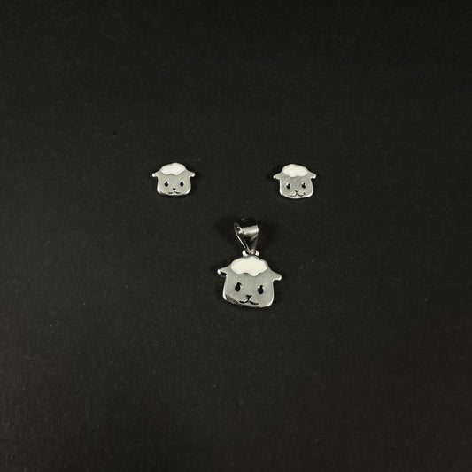 Little Lamb Charm Silver Pendant Set for Women