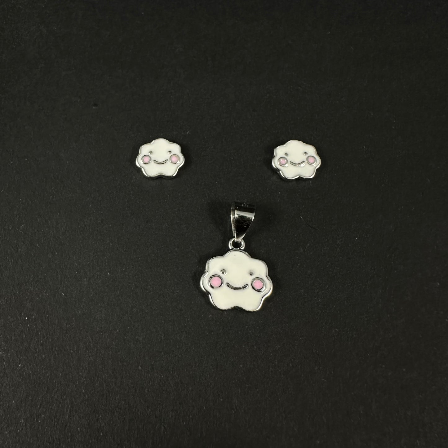 Happy Cloud Charm Silver Pendant Set for Women