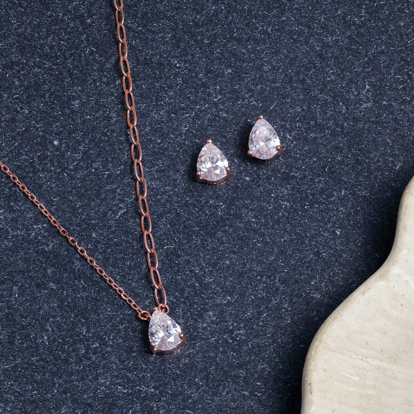 Silver Solitaire Diamond Pendant Set for Women
