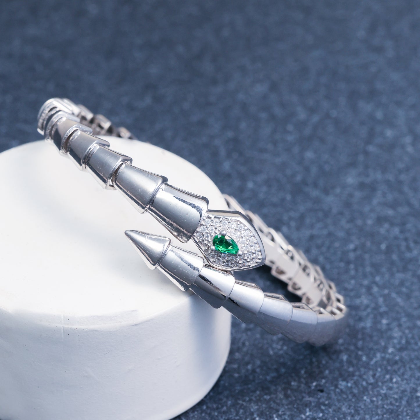 Silver Snake Diamond Bracelet